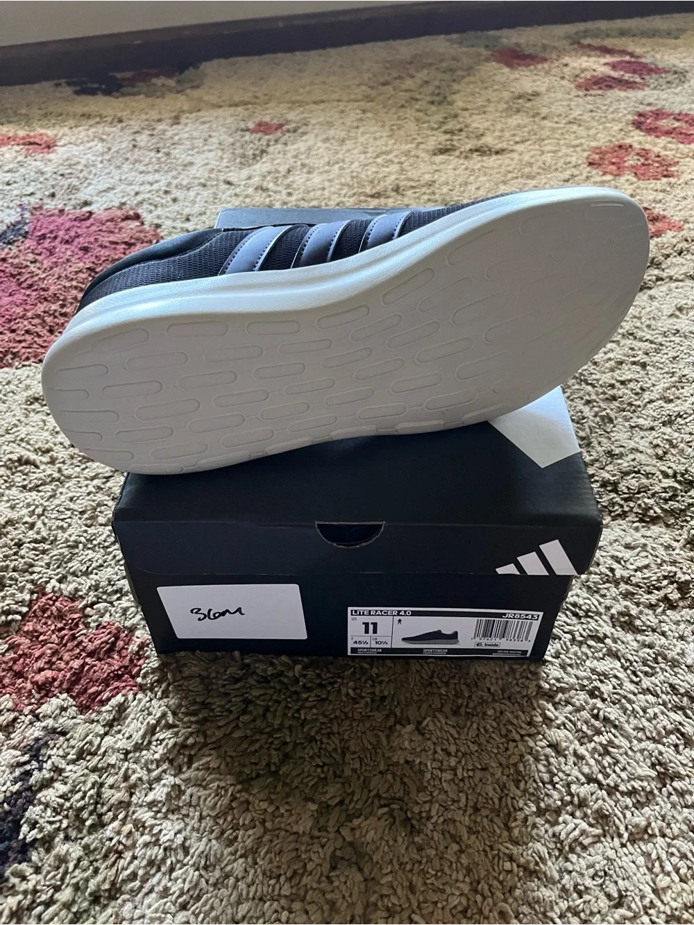 adidas Men's Black Sneakers with Purple Stripes